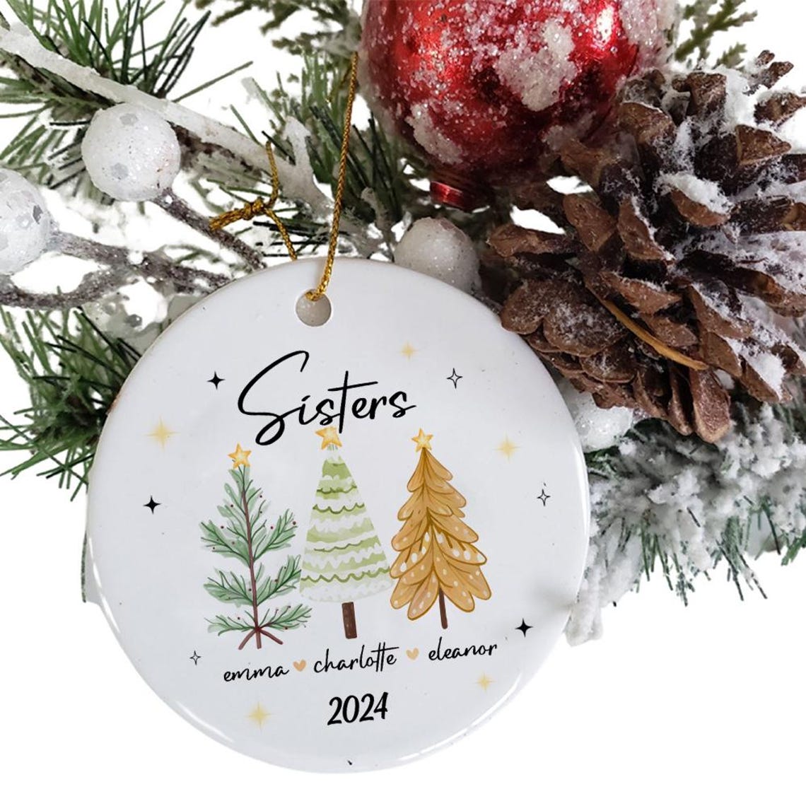 Personalized Sisters Ornament Png, Gift for Sister Christmas, Sisters