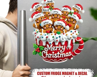 Merry Christmas,Custom Name Gingerbread Family Christmas Decal,Gingerbread Family Fridge Magnets, Family Xmas Sticker 2026,Xmas Family Gifts