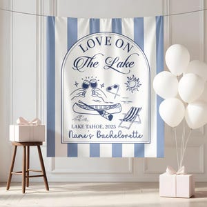 Custom Love On The Lake Bachelorette Tapestry Decor Personalized Lake Bach Party Banner Girl Trip Camping Bachelorette Weekend Backdrop Sign