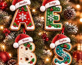 Personalized Initials Letter Christmas Ornament 2026, Custom Name Alphabet Ornament for Kids, Monogram Letter Gift,Family Christmas Keepsake