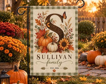 Personalized Fall Garden Flag, Custom Family Monogram with Pumpkins Outdoor Flag, Autumn Family Yard Sign, Thanksgiving Home Gift, Gift 2026