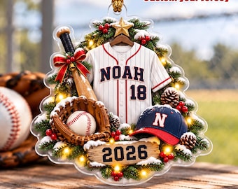 Personalized Baseball Christmas Ornament, Baseball Player Christmas Ornament 2026, Boy Baseball Gift, Team Name Jersey Ornament, Team Gift