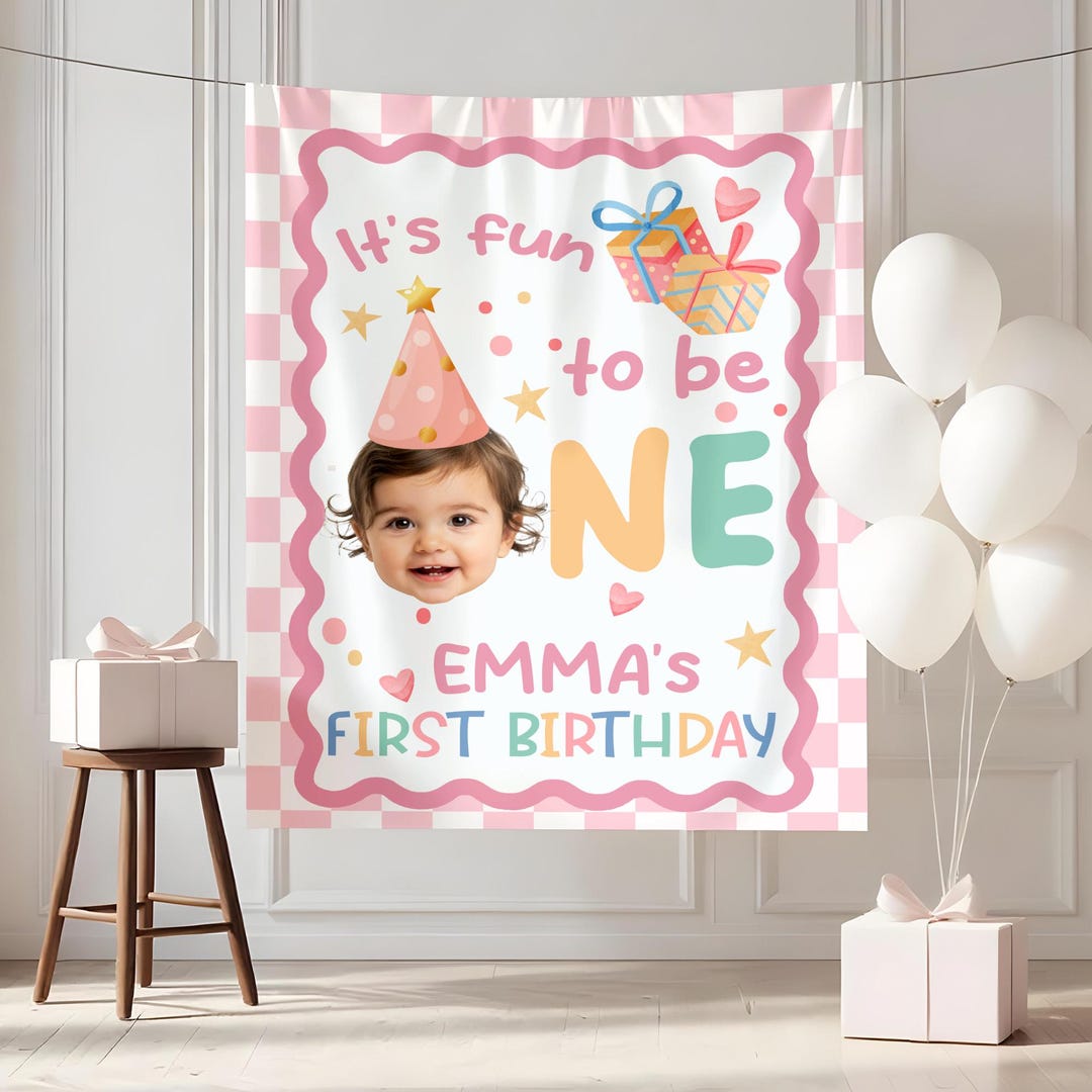 Fun to Be One Birthday Party Personalized Banner, 1st Birthday Theme ...