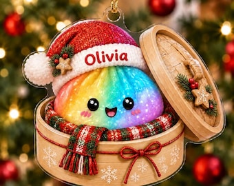 Personalized Dumpling Christmas Acrylic Ornament, Custom Name Dumpling Ornament, Kids Christmas Gift, Holiday Decor, Christmas Gifts