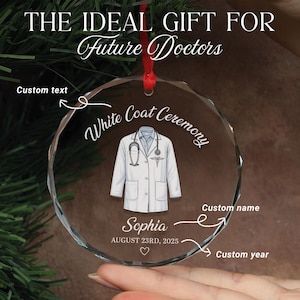 Personalized White Coat Ceremony Ornament, White Coat Party Gift,Personalized Med School Acceptance Gift Future Doctor,Med School Graduation