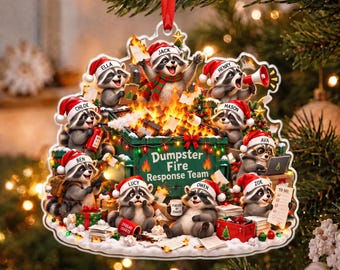 Personalized Dumpster Fire Response Team Ornament 2026, Funny Raccoons Coworker Christmas Gift, Office Humor Employee Worker Gift, Team Gift