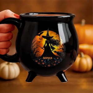 Personalized Witch Cauldron Mug, Custom Witches Brew Halloween Coffee Mugs, Witching You A Wicked Brew, Halloween Witch Mug Gift For Women