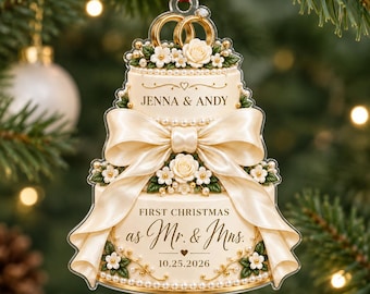 Our First Christmas Together Cake Ornament, Personalized Wedding Cake Ornament, First Christmas Married Ornament,Newlywed Christmas Keepsake