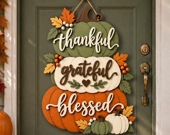 Fall Wreath Front Door Sign Custom Family Name Wooden Fall Door Hanger, Hello Fall Welcome Sign, Autumn Pumpkin Wood Sign Thanksgiving Decor
