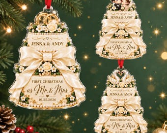 Our First Christmas Together Cake Ornament, Custom Wedding Cake Ornament, First Christmas Married Ornament for Couples, Wedding, Anniversary