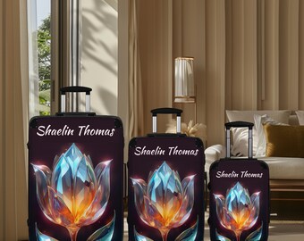 Personalized Birth Flower April Tulip Suitcase Cover | Colorful Floral Aesthetic Luggage Wrap | Cute Travel Essentials