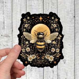 Blumenaufkleber für Bienen und Gänseblümchen, Bienenaufkleber, Blumenaufkleber, ästhetischer Aufkleber, Bauerngartenaufkleber, Boho-Aufkleber, Geschenk für Freunde