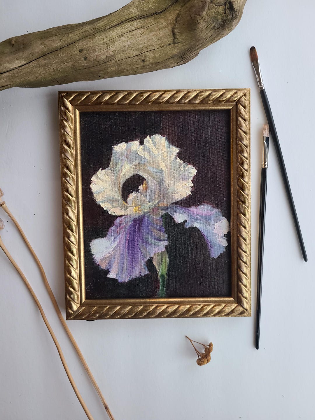 Iris Flower Oil Painting 8x10, Unframed – Original Impasto Floral Art ...
