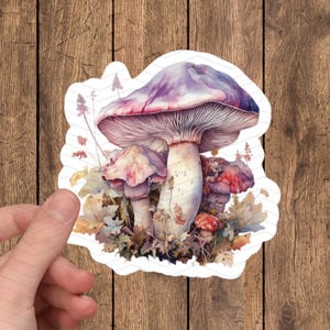 Sticker brillant imperméable champignon floral, sticker vinyle cottagecore, sticker champignon féerique, sticker esthétique, sticker Kindle, cadeau pour elle