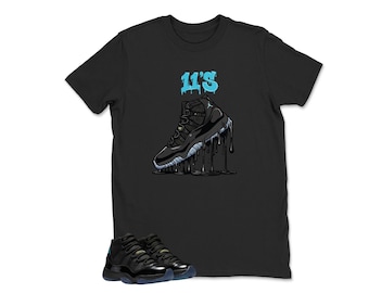 Jordan 11 Gamma Sneaker Match Tshirt Black Dripping shoes 11S - Jordan Match T shirt, Retro Gamma Blue 11s Matching Sneaker hoodie