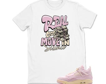 Camiseta Real One Move in Silence blanca a juego con las Jordan 4 Iced Carmine, camisetas a juego con las Retro Jordan 4 Iced Carmine
