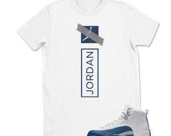 12 French Blue Sneaker Matching Tee T-Shirt, Air Jordan 12 French Blue Sneaker Match Shirts, French Blue T shirt