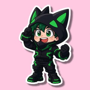 Chibi Deku Digital Sticker – Hero Suit PNG Clipart | Anime Planner Sticker for GoodNotes & Journals