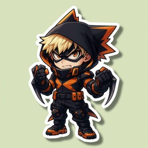 Chibi Bakugo Digital Sticker – Hero Suit PNG Clipart | Anime Planner Sticker for GoodNotes & Journals