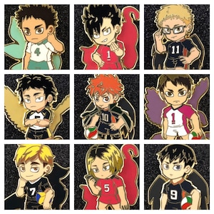 Volleyball Club Enamel Pins – Anime-Inspired Fan Art | 20 Unique Characters | Hard Enamel Gold Pins | Gift for Anime Fans