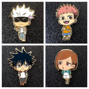 Sorcerer School Pins – Anime-Inspired Enamel Set | 5 Designs | Exorcist Club Pins | Fan Art Gift for Anime Fans | Cursed Technique Pins