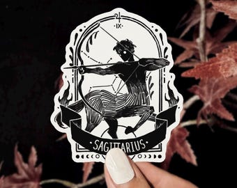 Pegatina de vinilo del zodiaco Sagitario, pegatina impermeable, pegatina de astrología del signo estelar, pegatina para portátil, pegatina para botella de agua, pegatinas de estrellas