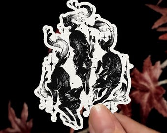 Wolf Pack Sticker | Vinyl Animal Star Sticker Dark Fantasy Sticker Laptop Decal Water Bottle Sticker Coyote Stickers Celestial Decal