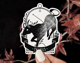 Zodiac Taurus Sticker | Vinyl Sticker Waterproof Sticker Star Sign Astrology Sticker Laptop Decal Water Bottle Sticker Celestial Stickers