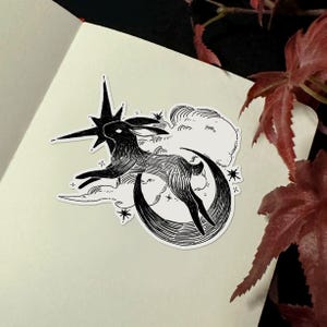 Sticker lièvre | Sticker vinyle Sticker étanche Dark Fantasy Sticker Sticker pour ordinateur portable Sticker bouteille d'eau Stickers lapin Sticker fantaisie