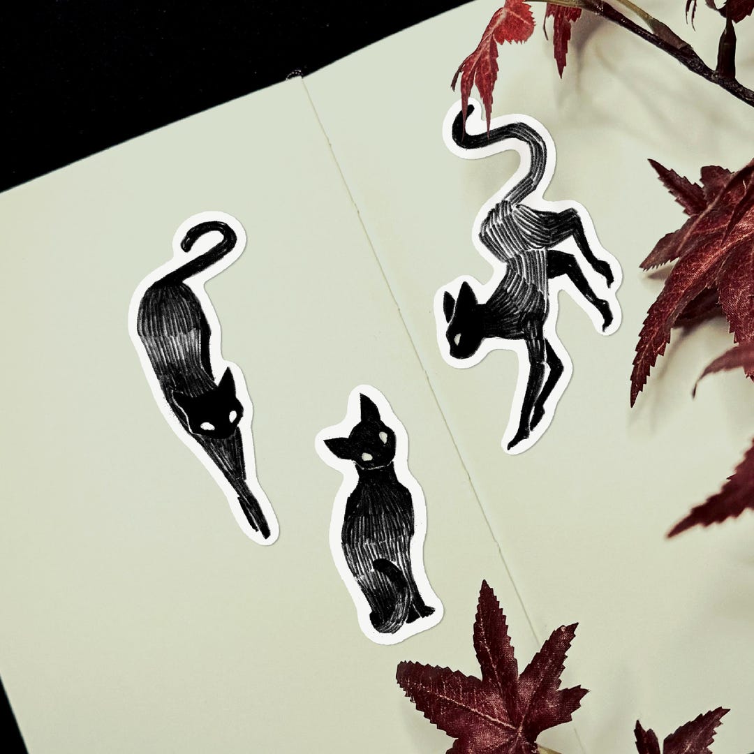 Black Cat Stickers | Vinyl Sticker Waterproof Sticker Dark Fantasy ...