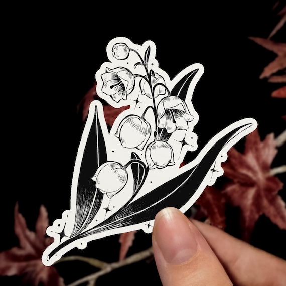 Lily of the Valley Sticker | Flower Sticker Waterproof Sticker Dark Sticker Laptop Decal Water Bottle Sticker Gothic Sticker Fantasy Sticker