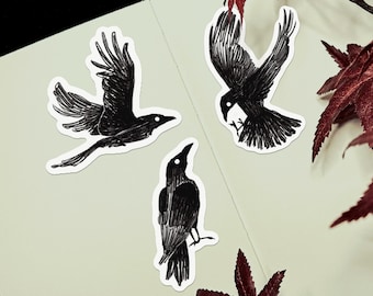 Pegatinas de cuervo negro / Pegatina de vinilo Pegatina impermeable Pegatina de fantasía oscura Calcomanía para portátil Pegatina para botella de agua Pegatinas de cuervo Pegatina de pájaro