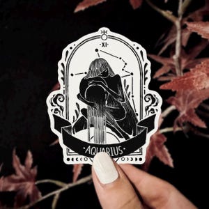 Sticker Verseau du zodiaque | Sticker vinyle Sticker étanche Sticker astrologie signe astrologique Sticker pour ordinateur portable Sticker bouteille d'eau Stickers étoiles