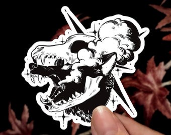 Wolf Sticker | Animal Sticker Waterproof Sticker Dark Sticker Laptop Decal Water Bottle Sticker Gothic Sticker Fantasy Sticker