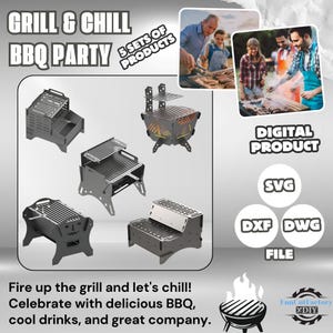 5-Pack Fire Pit BBQ Grill DXF Files: CNC Laser Cut Plans (Digital Download)