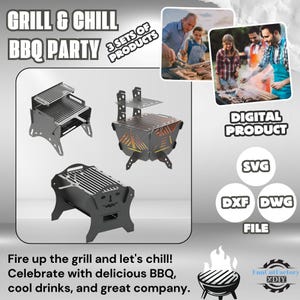 3 Sets Instantly Dxf File, Stylish Design Dxf Files for Plasma and Laser, Collapsible Fire Pit, Plasma Cut Fire Pit, Portable Grill
