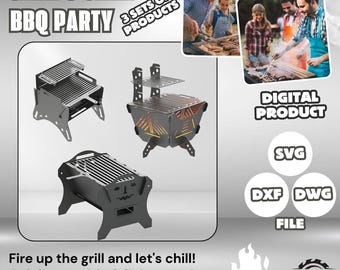 3-Pack Collapsible Fire Pit DXF Files: Laser & Plasma Cut Grill (Digital Download)
