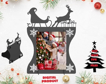 Diseño de marco metálico navideño DIY: archivo cortado con láser CNC (descarga digital)