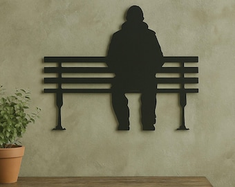 Man on Bench Metal Wall Art, Silhouette CNC DXF File (Digital Download)