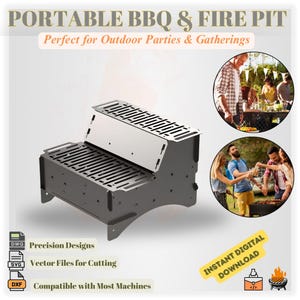 Outdoor Fire Pit File, Grill Dxf Files, BBQ Metal Grill, Portable DXF Firepit, Camping BBQ, Small Fire Pit Dxf