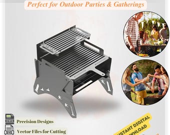 Portable BBQ Fire Pit Design: CNC Laser Cut DXF File (Digital Download)