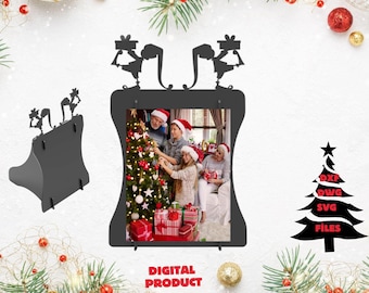 Diseño de marco navideño metálico geométrico: archivos cortados con láser CNC (descarga digital)