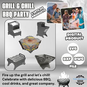 5-Pack Fire Pit BBQ Grill DXF Files: CNC Plasma Laser Cut (Digital Download)