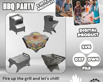 5-Pack Fire Pit BBQ Grill DXF Files: CNC Plasma Laser Cut (Digital Download)