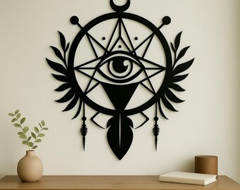 Mystic Eye Metal Wall Art: Boho Geometric CNC DXF File (Digital Download)