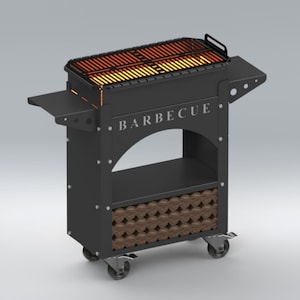 Industrial BBQ Grill DXF Files | CNC Laser & Plasma Cut Design | Portable Rolling Fire Pit Plans | Outdoor Cook Station