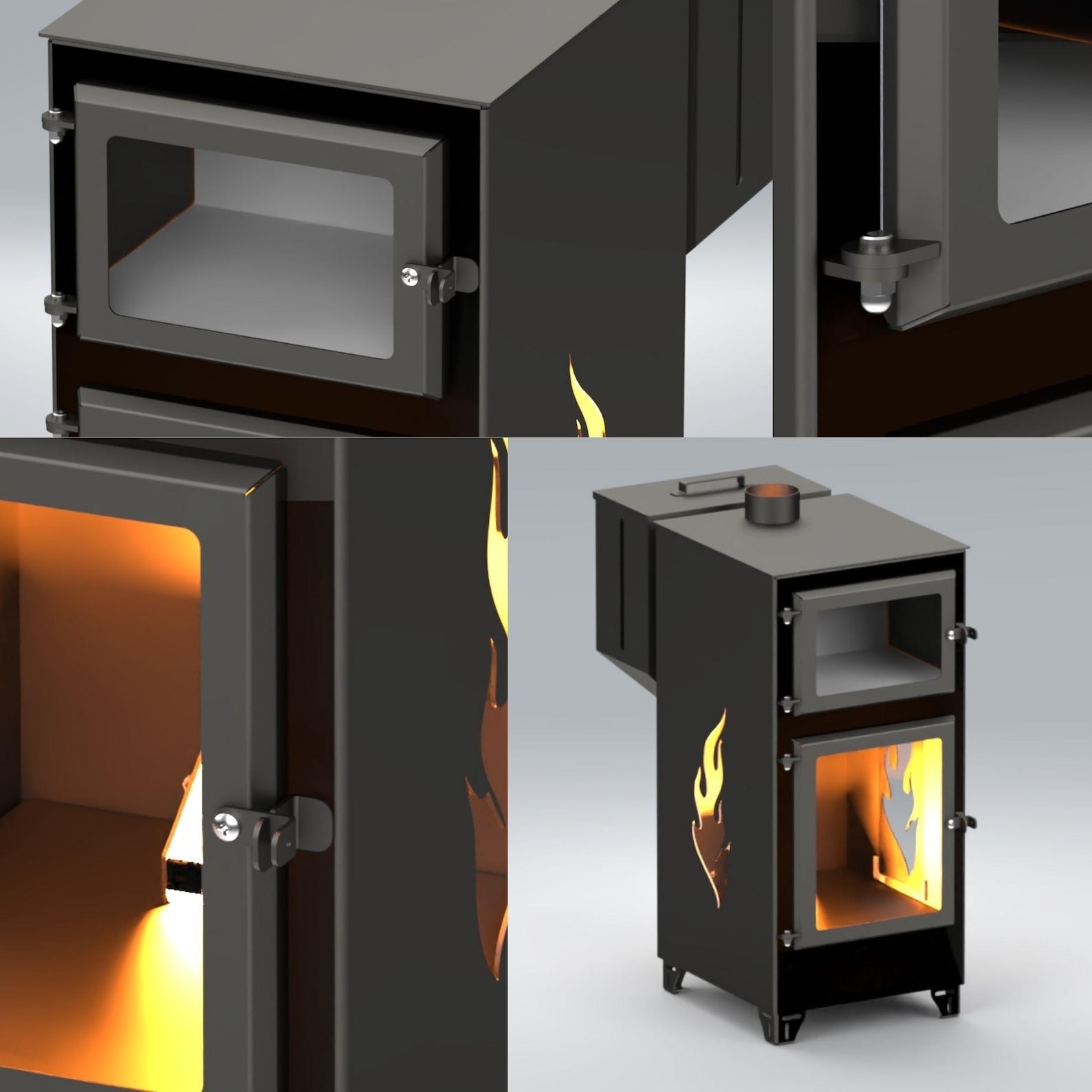Pellet Stove DXF File, Wood Stove With Cooking Surface, CNC Compatible ...