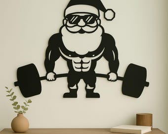 Arte mural divertido de Papá Noel culturista: archivo DXF CNC (descarga digital)