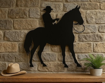 Cowboy Horse Rider Metal Wall Art, CNC DXF File (Digital Download)