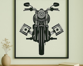 Motorbike Engine Metal Wall Art: CNC Laser Cut File (Digital Download)